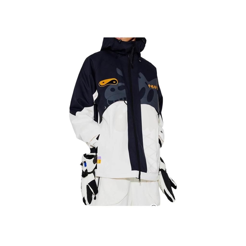 Li Ning X Steven Harrington Collaboration Skateboard Series Patchwork Letter Hoodie Zipper Unisex Upperwear Black Off-White AFDT903-1