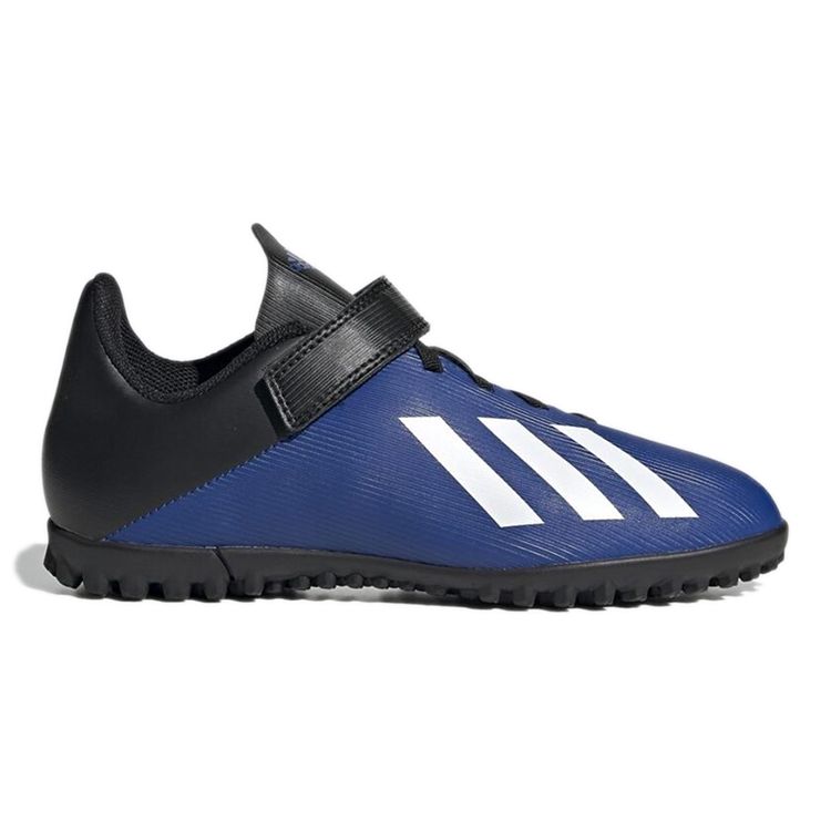 Adidas X 19.4 TF K Round Toe Durable Low Top Soccer Shoes Kids Soccer Shoes Blue Black FW1064