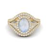3,14 карата Овальная огранка Одиночный лунный камень Ореол Три слоя 925 пробы Стерлинговое серебро Позолота Акцент Свадебное кольцо