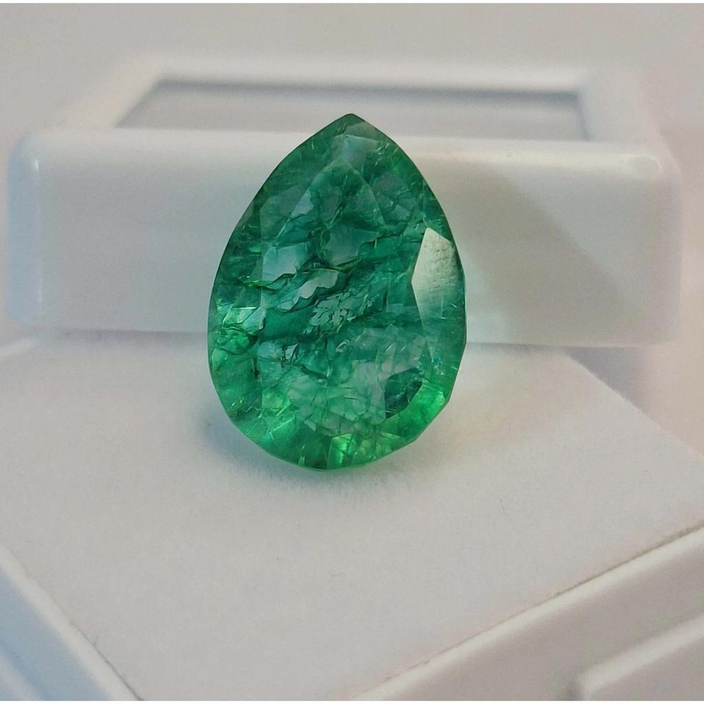 Stunning Green Emerald Colombian Natural Pear Cut 6-8 Ct Certified Gemstone