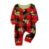 Christmas Print Family Matching Pajama Set with Round Neck Long Sleeve Top and Long Pants
