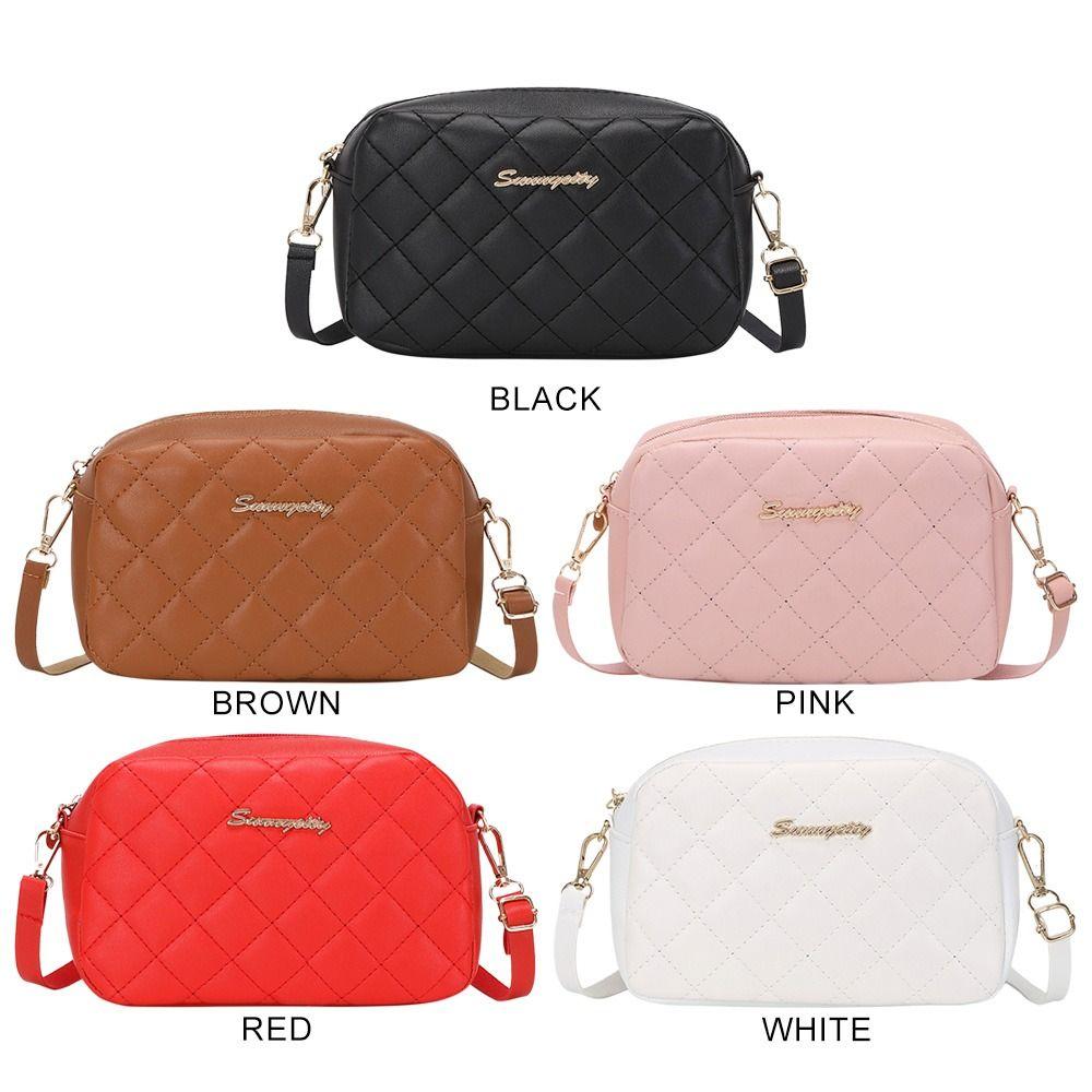 Trend Lingge Embroidery Crossbody Chain Shoulder Bag Women Messenger Bag PU Leather Handbags