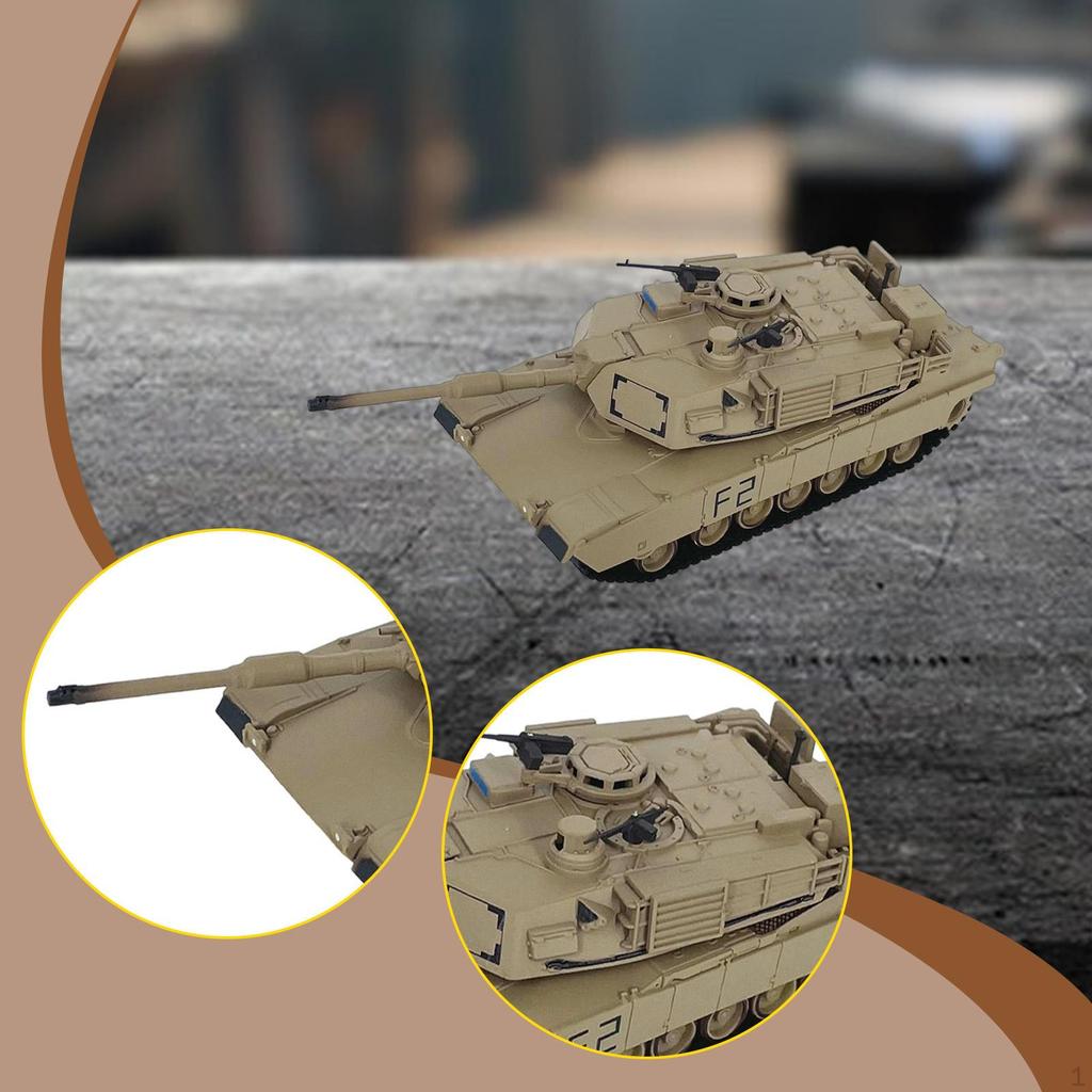 1/72 Модель танка M1A2 Коллекционная статуэтка Образовательный настольный декор Колесная транспортная игрушка для мальчиков