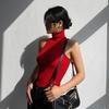 The New Summer Hong Kong Girlfriend Red Turtleneck Sweater with A Sexy Spice Girl Bottom and A Tight Top
