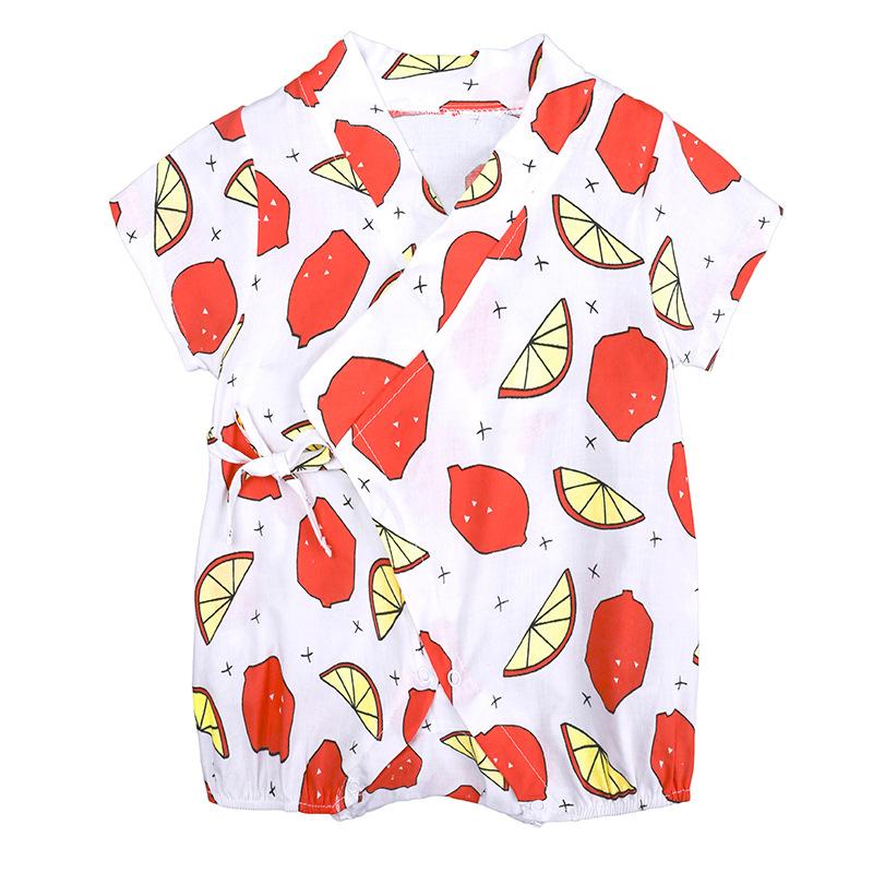 KIDDIEZOOM Летний комбинезон с короткими рукавами и принтом лимона для новорожденных девочек, повседневный комбинезон для маленьких мальчиков, одежда