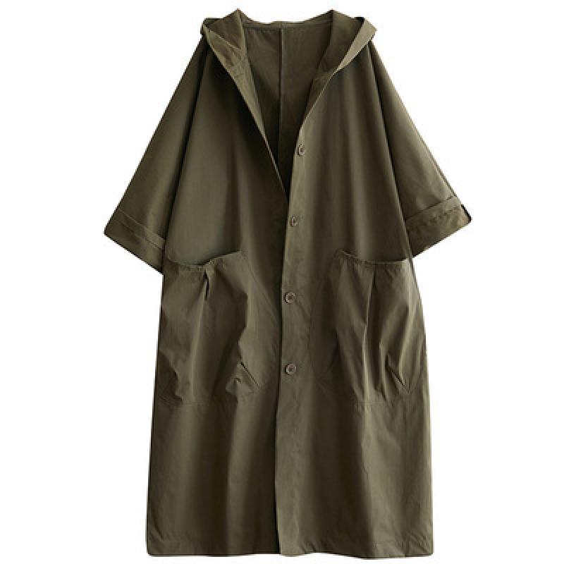 Women Oversized Cotton Windbreaker Hooded Long Trench Coat Streetwear Casual Loose Long Outerwear Fashion Daily Outgoing Trench Coat for Women