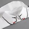 Beauty Face Emboridery Fake Collar Cotton White Detachable Collar Fake Women Vintage Ladies False Blouse Collar Tie Half Shirt
