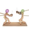 Hand Puppets Balloon Man Battle 2-Player Handmade Wooden Fencing Puppets Balloon Exciting Board Games Includes 100 Balloons For