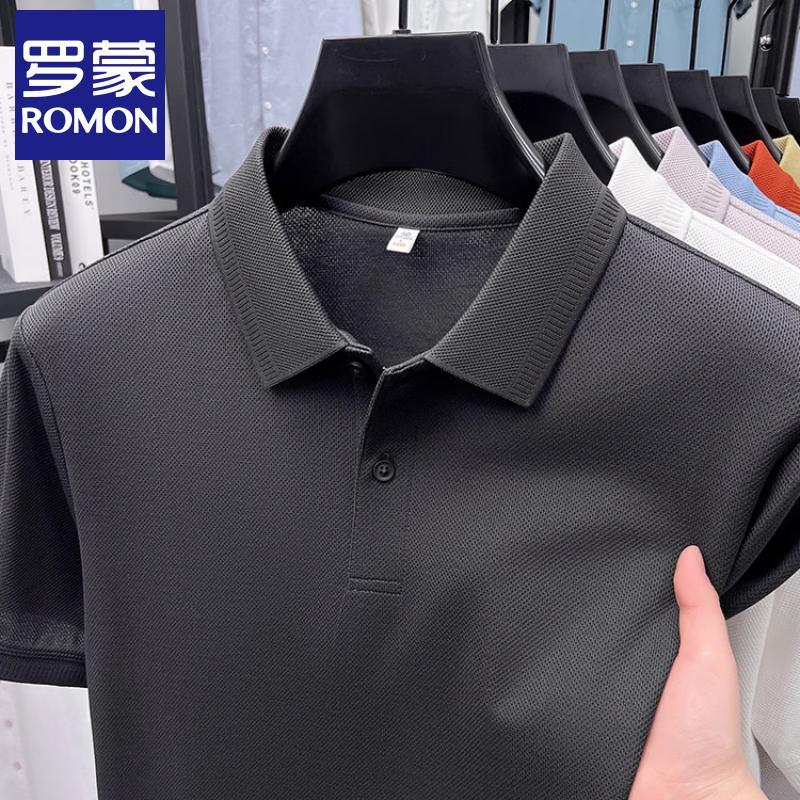 ROMON Мужская рубашка-поло Xinjiang с длинным волокном, в стиле business casual
