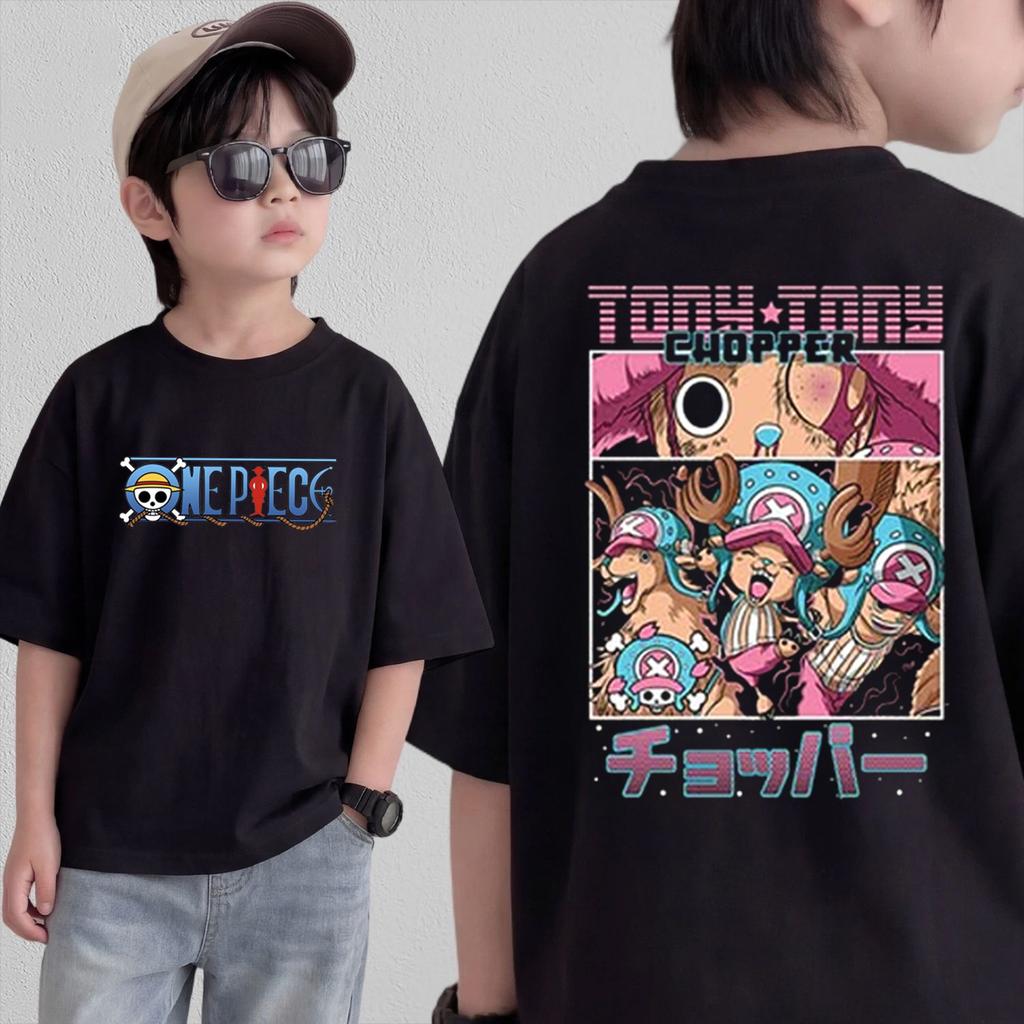 Anime One Piece Cosplay TShirt Cotton Short Sleeve Tops Casual Loose Retro TShirt Men Women Kids Family Matching Outfits