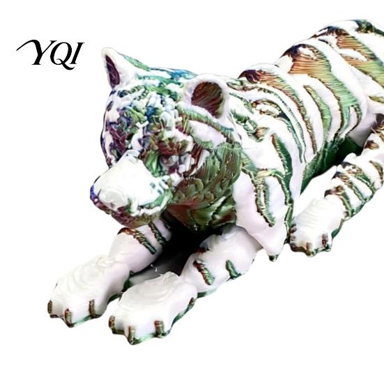 Articulated Tiger Figure 3D Printed Figure, Realistic Model with Movable Joints, Forest Animal Figurine for Home Office Bookshelf Stress Relief Toy
