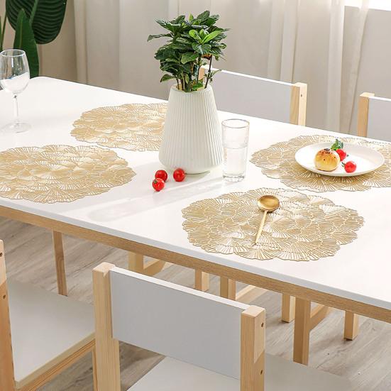 Flower Shape Hollow Placemat PVC Reusable Practical Cup Table Mat for Dining