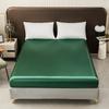 Smooth Fitted Bed Sheet for Summer Satin Silk Bed Sheet Ice Cooling Twin/Full/Queen/King Size Bottom Sheets Green Color Bedsheet
