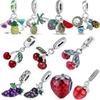 S925 Silver Strawberry Grape Watermelon Pineapple Cherry Apple Fruit Style Beads Fit Original  Charms Bracelet DIY Jewelry