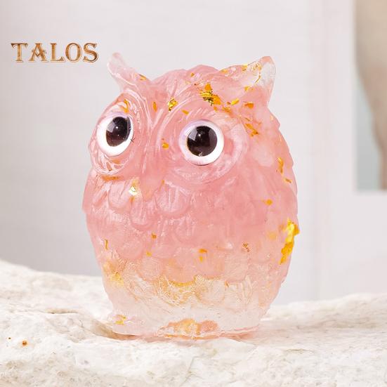 Украшение в виде совы из натурального хрусталя, ручная работа, фигурка совы из смолы с кристальным гравием внутри, коллекционное красочное украшение в виде совы для домашнего декора, исцеления Рейки