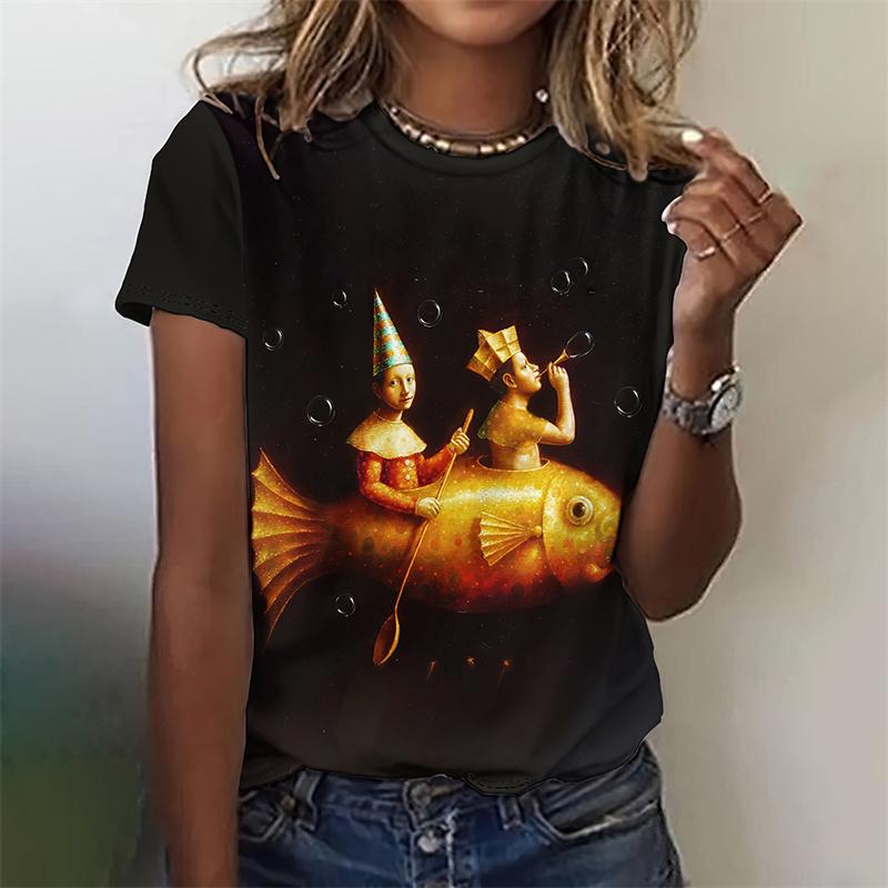 Flower Net Pattern T-Shirt For Women Exquisite 3D Printed Tees Summer Casual T Shirts Oversized Short Sleeves Round Neck Tops