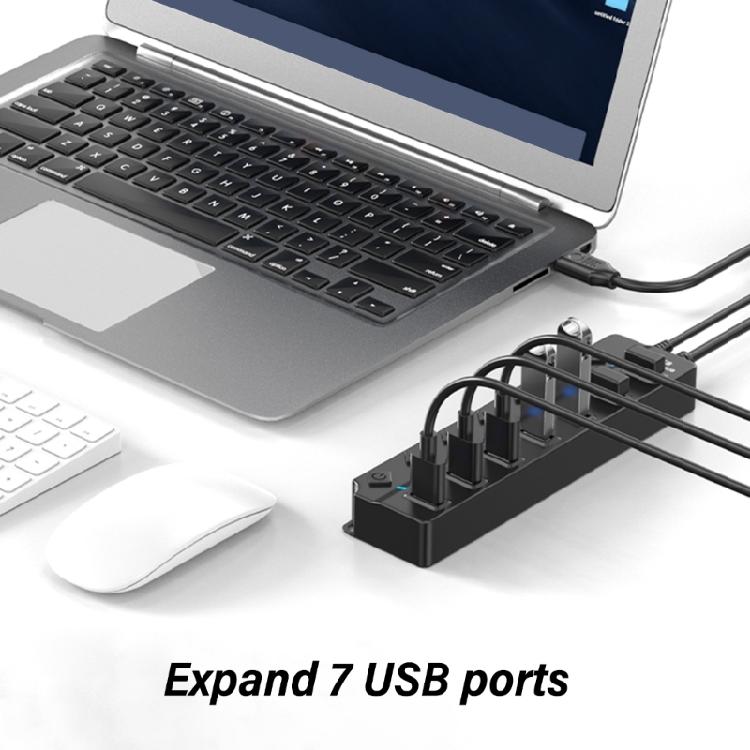 7/4-портовый USB-хаб с удлинительным кабелем, USB-хаб-удлинитель с индивидуальным управлением, Широкая совместимость для быстрой передачи данных