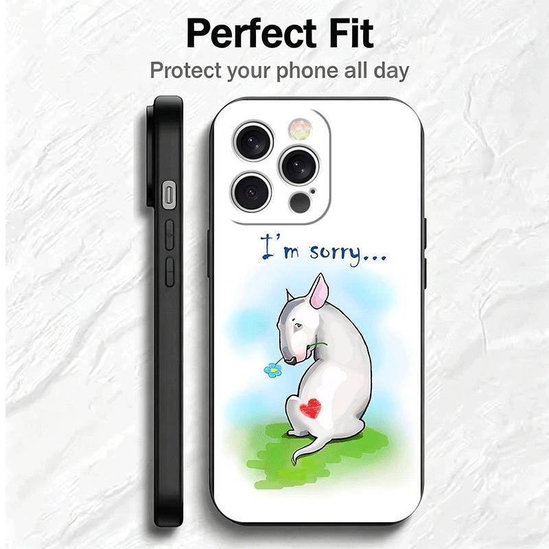 Bull Terrier Dog Cute Puppies Soft Phone Case for iPhone 16 16E 17 Air 15 Pro Max 14 Plus 13 Mini 11 12 7 Black Cover Back Shell