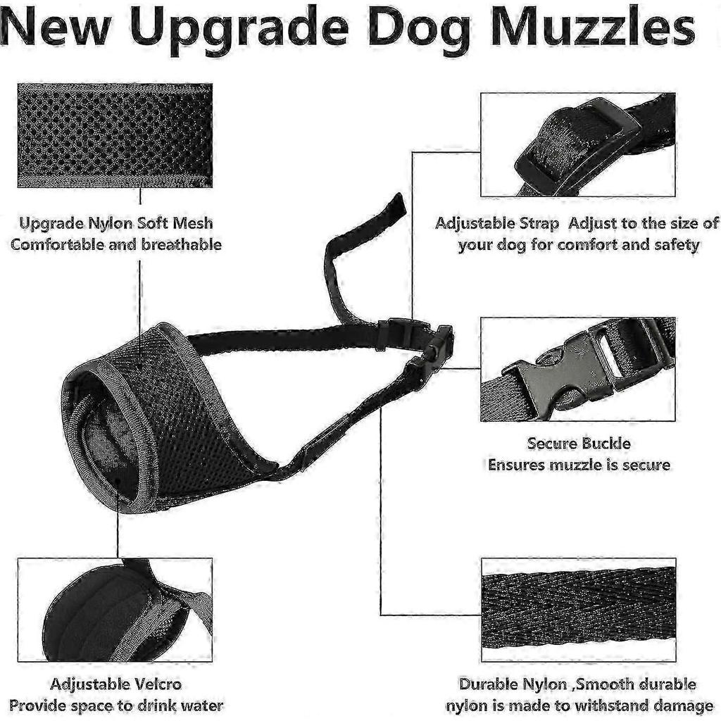 Dog Muzzle, Soft Nylon Anti-dropping Muzzle, Air Mesh Breathable Drinkable Dog Muzzle With Adjustable Loop