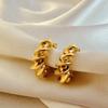 Creative Twisted  Chunky C Shape Hoop Earrings Unique Gold Plated Stainless Steel Ear Buckle Huggies Everyday Jewelry Gifts Aros