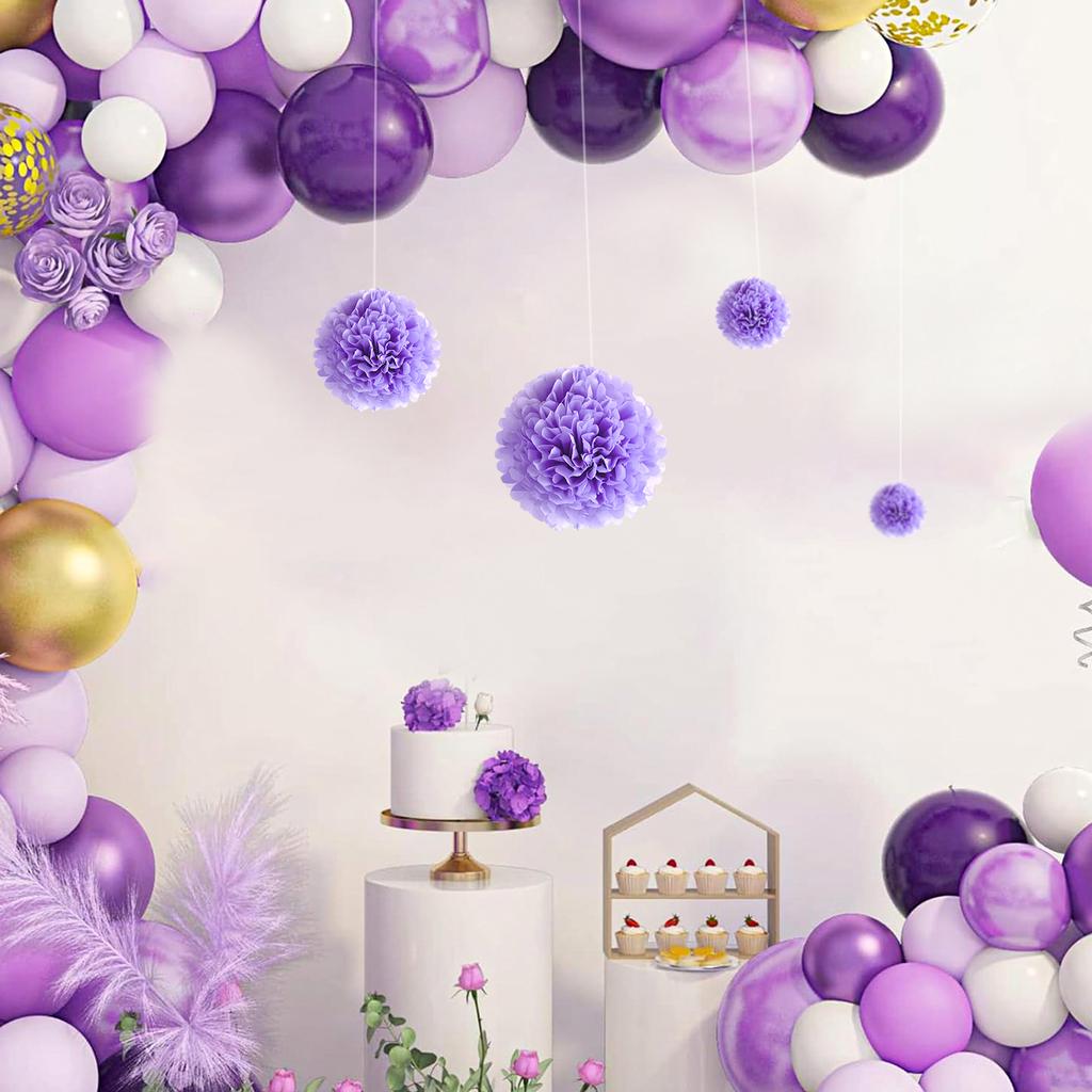 1 шт. Набор 7,8-дюймовых фиолетовых бумажных помпонов, бумажные шарики для вечеринки по случаю дня рождения, подвесные цветы, бумажные цветы, украшения из помпонов