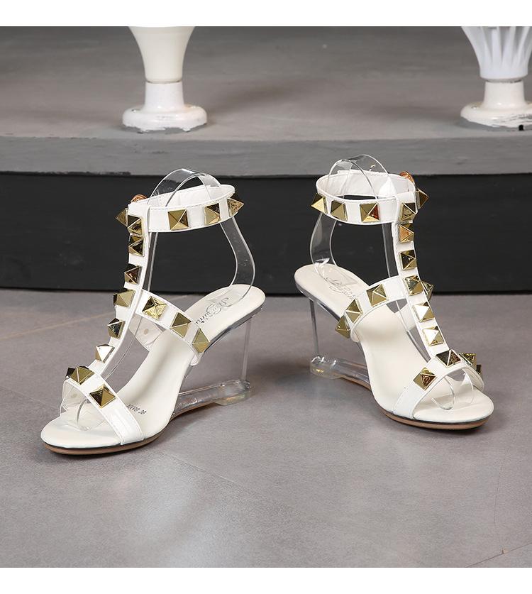 Серия 1098, каблук 6/8 см, 2022, туфли на каблуке с заклепками, прозрачные туфли на каблуке для ночного клуба, обувь для девочек, стеклянный каблук, прозрачный ивовый гвоздь, LFD