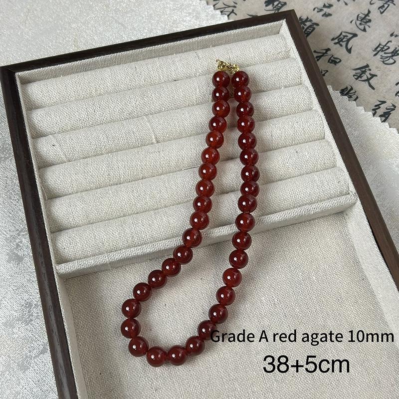 Изысканный красный агат натуральный камень круглые бусины ожерелья для женщин девочек легкая роскошная ключичная цепочка ювелирные изделия аксессуар