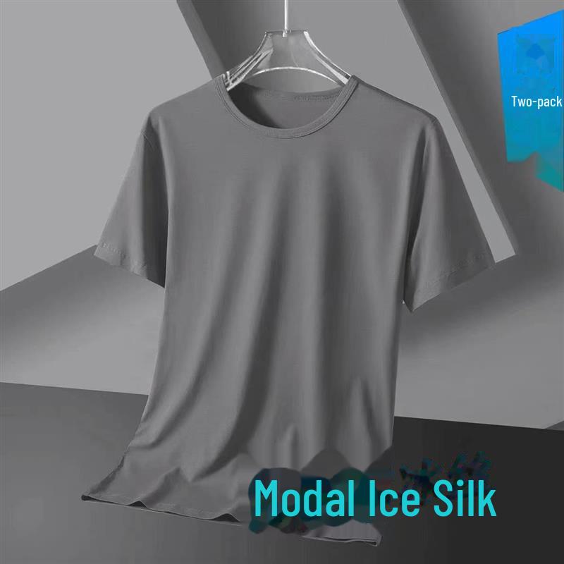 Мужская футболка из чистого белого шелка Ice Silk с короткими рукавами, быстросохнущая, на лето