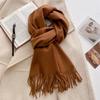 Luxury Wool Scarf For Women Fashion Warm Cashmere Scarves Korean Style Solid Knitted Shawl Wrap Pashmina Bandana Christmas Gift