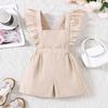 Детская одежда Новая весенне-летняя одежда для девочек с оборками однотонный короткий комбинезон