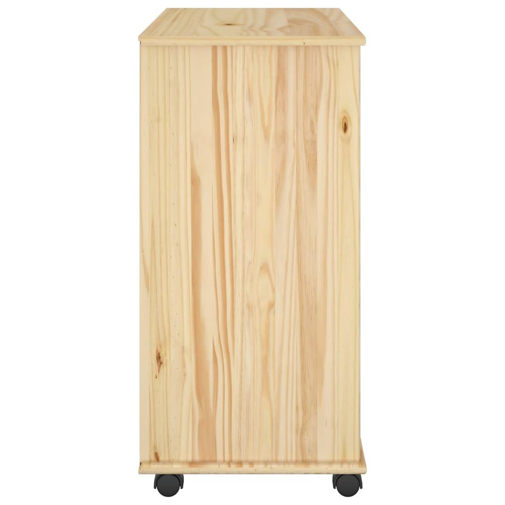 Mobile Cabinet with Wheels Brown 63.5 x 39 x 79 cm Solid Pine Wood