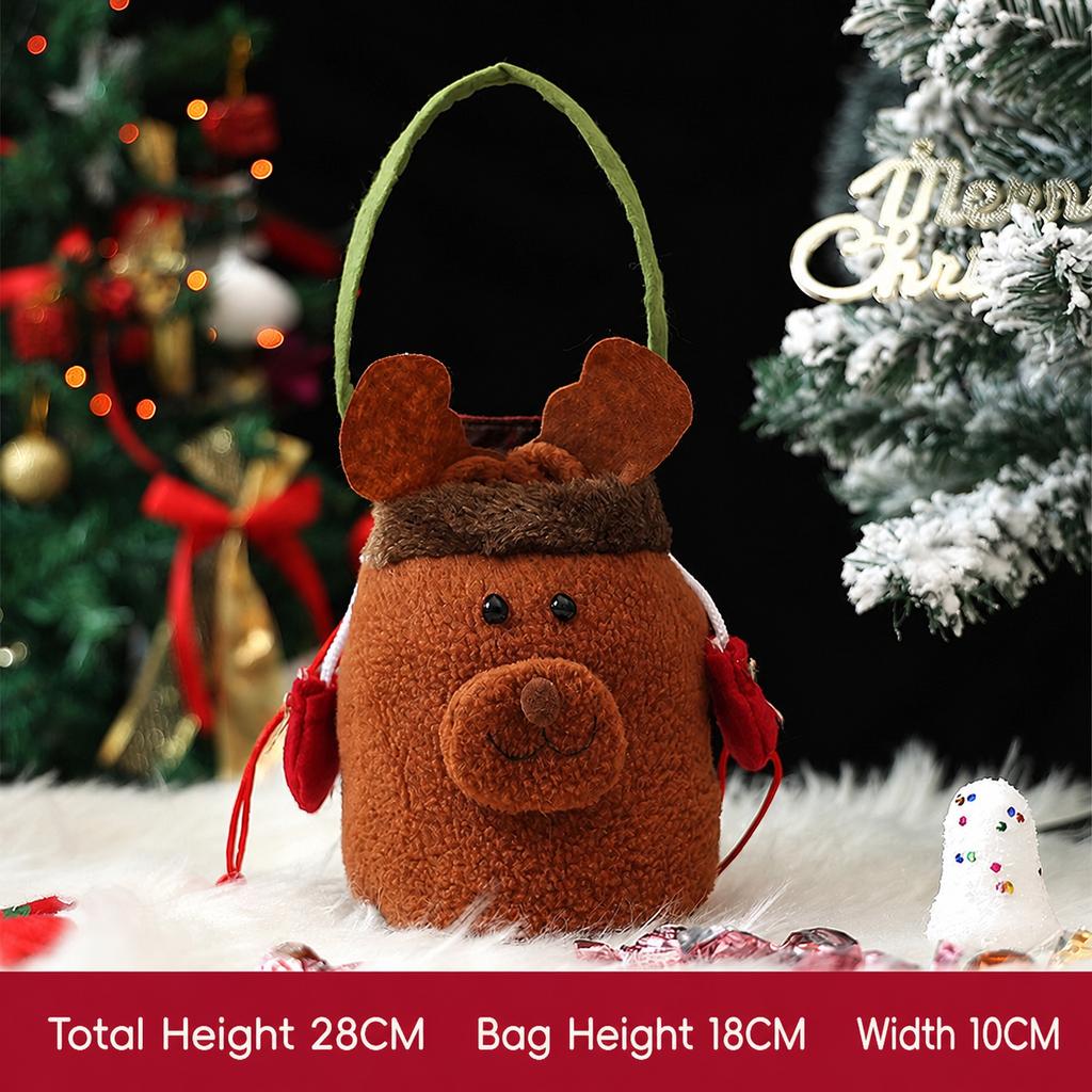 Candy Gift Bag Festive Gift Bag Christmas Treat Pouch Round Christmas Drawstring Gift Bag For Home Christmas Decoration