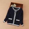 Girls Knitted Cardigan Sweet Bow Decorated Contrast Color Sweater Autumn Winter Kids Clothes New 2025