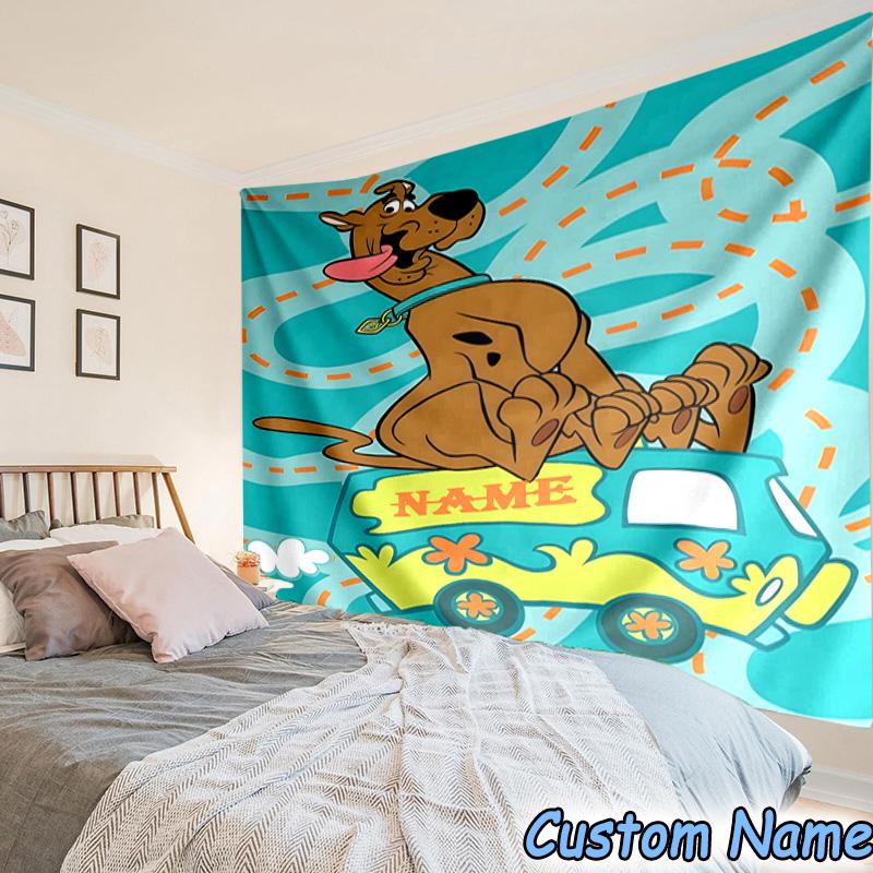 Custom Name Tapestry Scooby dog Tapestry Room Decoration Wall Hanging for Living Room Bedroom, dormitory, Birthday and Christmas gifts