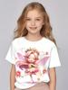 Children Clothing Girls Enchanting 3d Fairy Print Short Sleeve T Shirt Tops Comfortable Crew Neck Casual Tees Kids Girl Clothes