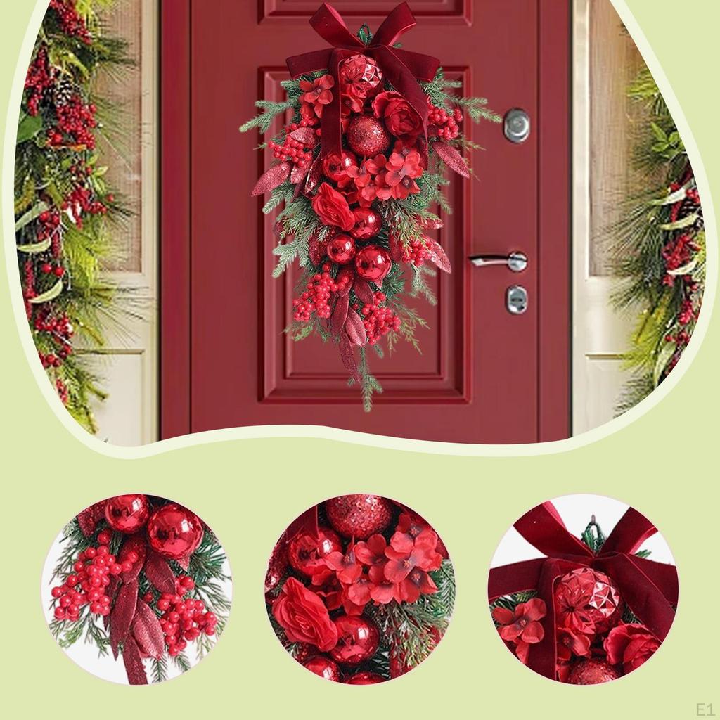 Christmas Teardrop Swag Garland Decoration Front Door Wreath Hanging Ornament for Office