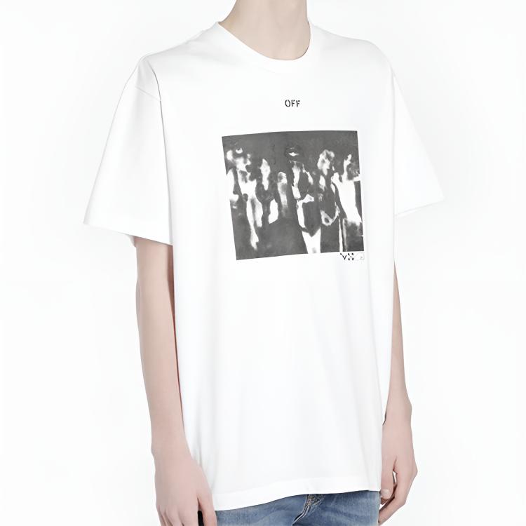 Off-White Футболка с круглым вырезом и принтом Spray Paint Arrows, мужские топы, белые OMAA038R201850150110