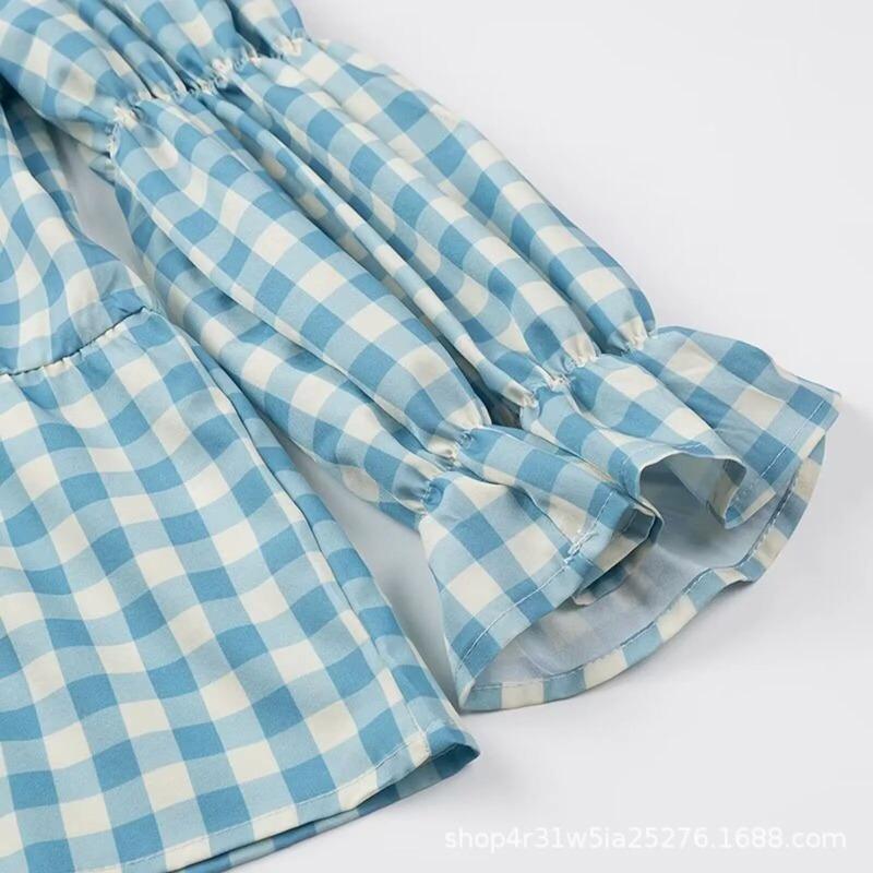 Рубашка в клетку с завязкой спереди и бантом, женская свободная, с круглым вырезом, с коротким рукавом, блузка, весна-лето, повседневные простые топы