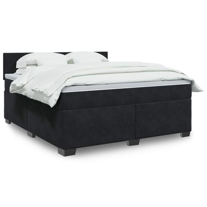 Maison Exclusive - Sommier à lattes de lit avec matelas Noir 180x200 cm Velours