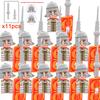 Medieval Military Rome Castle Figures Set Roman Soldiers Infantry Head Movable Trumper Weapons Shield Building Blocks Bricks Toy