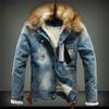Mens Jacket With Denim Jacket Fur Collar Retro Jeans Jacket And Coat For Autumn Winter