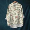 Women's Shirt Blouse Long-sleeved With Buttons Print Casual Hem Irregular Shirt Collar Top