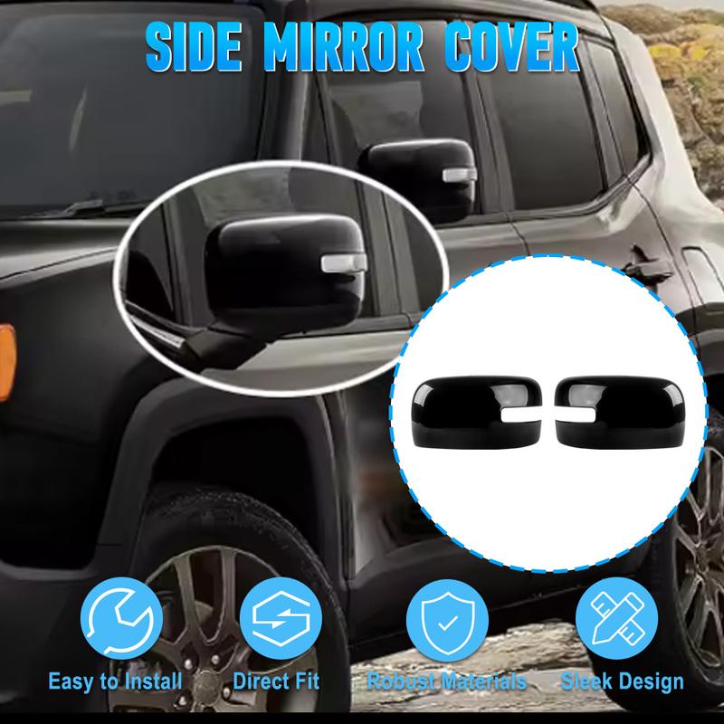 For Jeep Renegade 2016 2017 2018 Glossy Black Rearview Mirror Cover Side Door Mirror Caps 5VZ08TZZAA 5XA12TZZAA