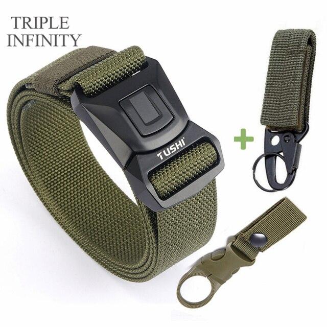 Новый мужской ремень для брюк, цинковый сплав, сменная пряжка, защитные мужские ремни для работы на открытом воздухе, быстросохнущий прочный нейлоновый повседневный вязаный ремень