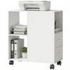 Narrow Mobile Printer Table with Wheels, Rolling Printer Stand with Drawers for Home Office, 30 x 60 x 65 cm, White