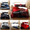 Постельный комплект с принтом спортивного автомобиля из фланелевого материала для комфортного сна подростка