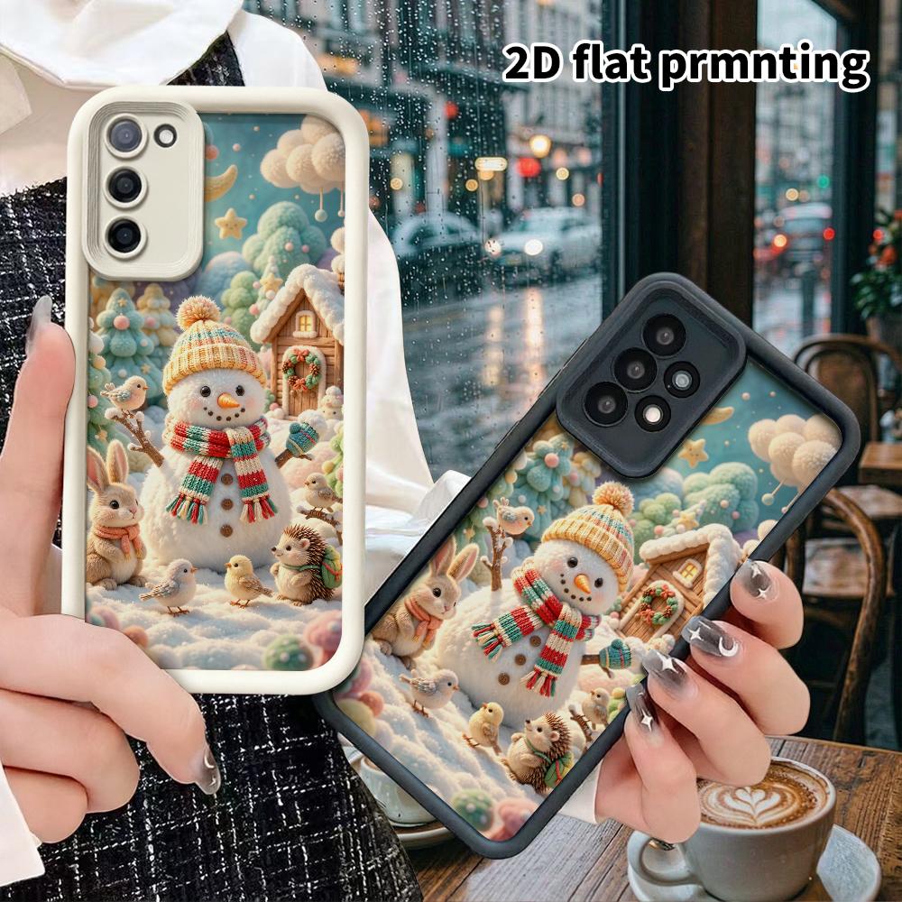 Чехол для телефона: 2D плоский дизайн, подходящий для защитного чехла Samsung Galaxy A34 A35 M05 M06 S20 S22 S21 FE Plus 5G, снеговик в лесу, идеальный рождественский и H
