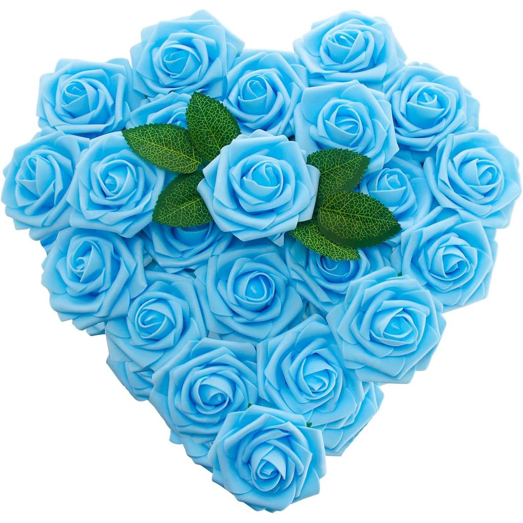 Роза из пенопласта с листом Искусственные цветы Фестиваль Свадьба Букеты невесты DIY Подарки Венок Дом Открытый сад Вечеринка Украшение стола