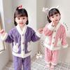 Autumn Winter Children Sleepwear Baby Pajamas Set Thick Flannel Fleece Child Sleepwear Two Pcs Sets Warm Home Kids Clothes