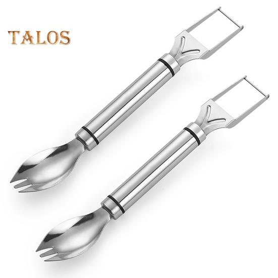 1/2Pcs Watermelon Fork Slicer Stainless Steel 2 In 1 Cutter Round Fork Head Portable Kitchen Fruit Cutting Fork for Watermelon Chunks Cake Bread